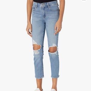 Levi’s 724 High Rise Straight Crop Light Wash Distressed Jeans